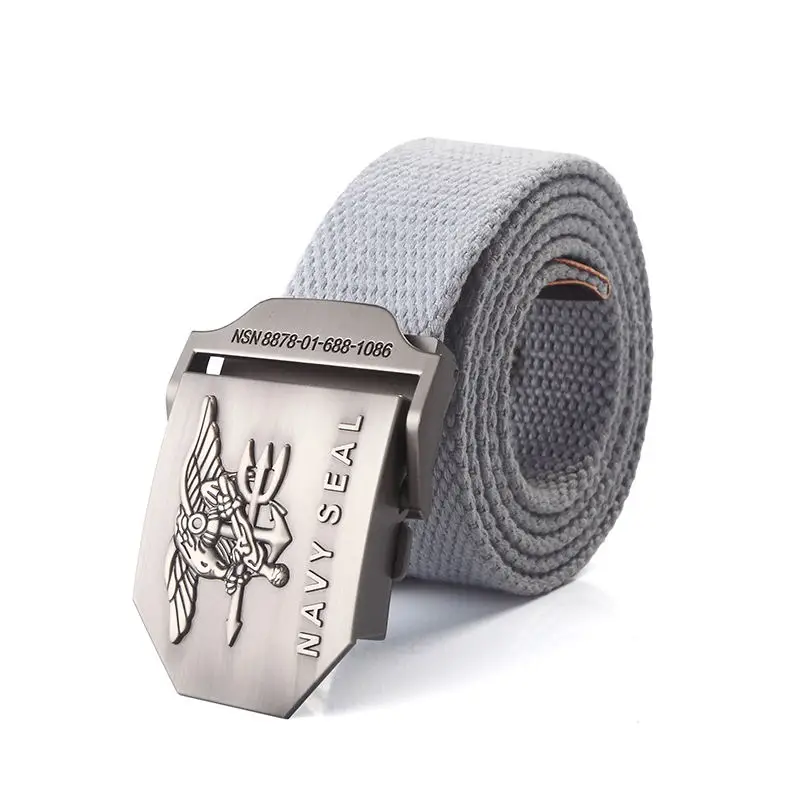 Men Army Military Canvas Belt Vintage NAVY SEAL Metal Buckle Luxury Jeans Belt Army Tactical Belts for Women Strap Male