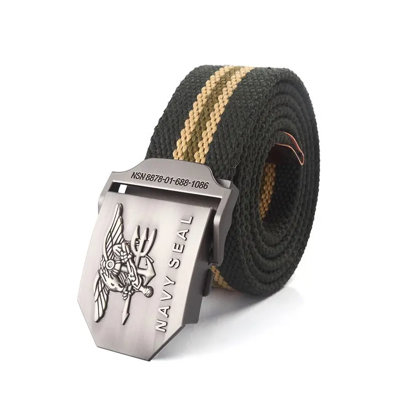 Men Army Military Canvas Belt Vintage NAVY SEAL Metal Buckle Luxury Jeans Belt Army Tactical Belts for Women Strap Male