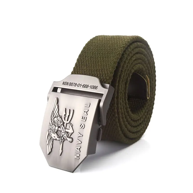 Men Army Military Canvas Belt Vintage NAVY SEAL Metal Buckle Luxury Jeans Belt Army Tactical Belts for Women Strap Male