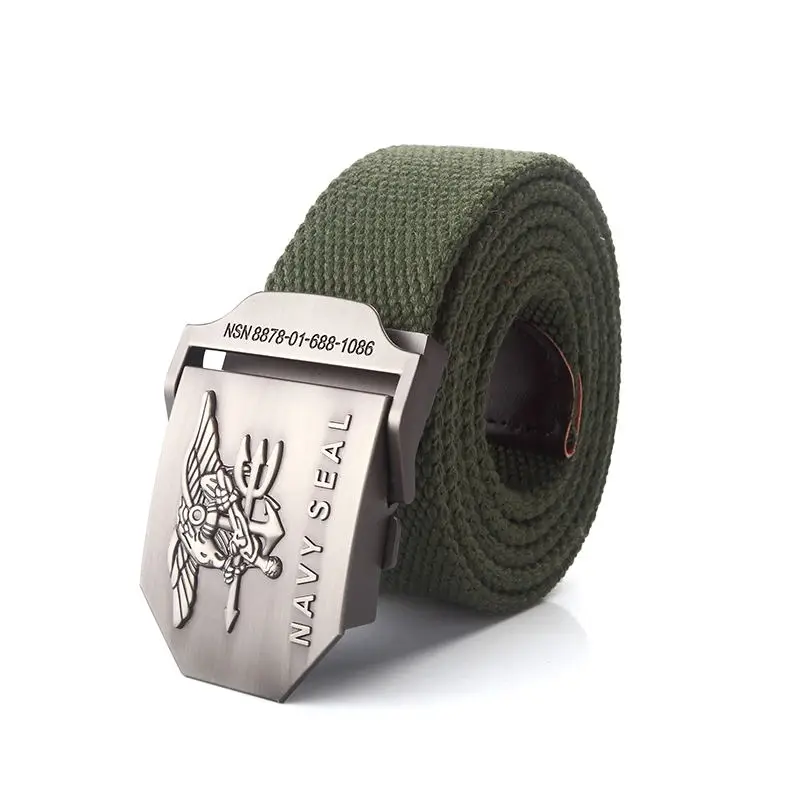 Men Army Military Canvas Belt Vintage NAVY SEAL Metal Buckle Luxury Jeans Belt Army Tactical Belts for Women Strap Male