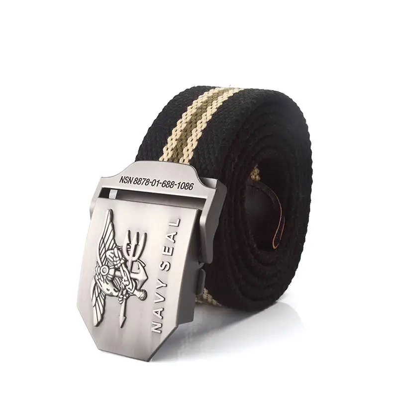 Men Army Military Canvas Belt Vintage NAVY SEAL Metal Buckle Luxury Jeans Belt Army Tactical Belts for Women Strap Male