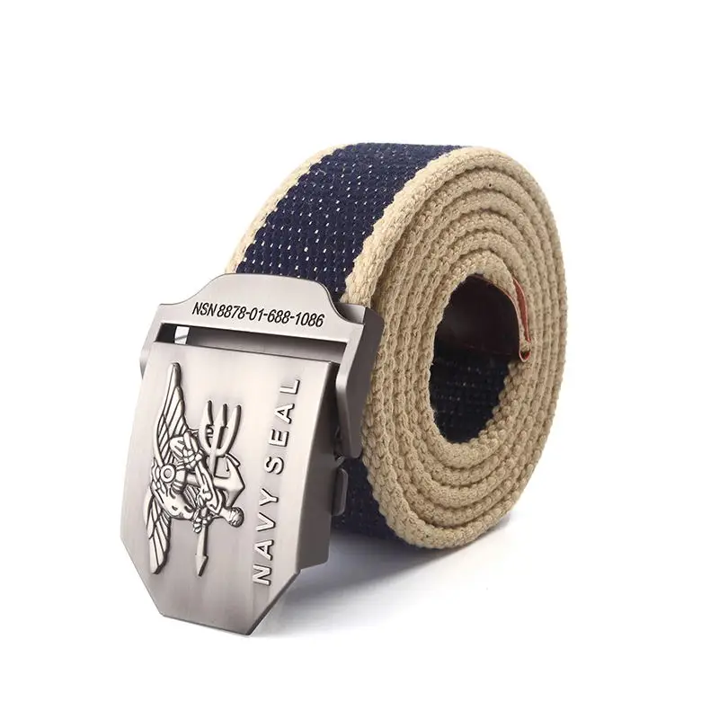Men Army Military Canvas Belt Vintage NAVY SEAL Metal Buckle Luxury Jeans Belt Army Tactical Belts for Women Strap Male