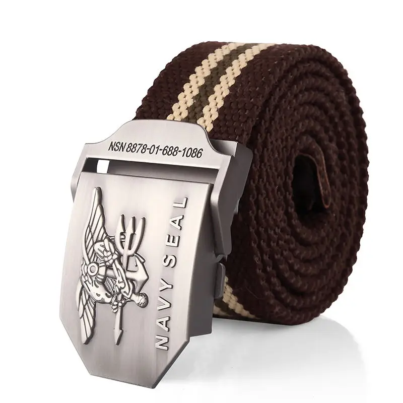 Men Army Military Canvas Belt Vintage NAVY SEAL Metal Buckle Luxury Jeans Belt Army Tactical Belts for Women Strap Male