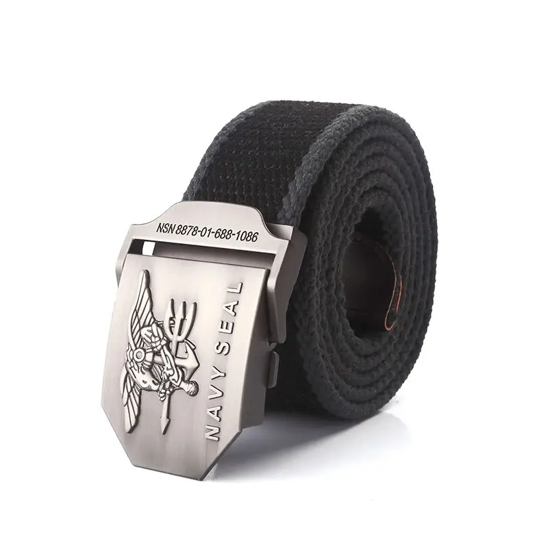 Men Army Military Canvas Belt Vintage NAVY SEAL Metal Buckle Luxury Jeans Belt Army Tactical Belts for Women Strap Male