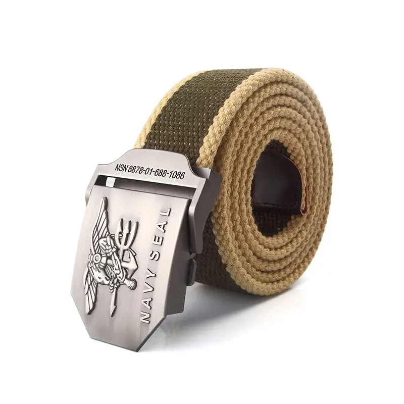 Men Army Military Canvas Belt Vintage NAVY SEAL Metal Buckle Luxury Jeans Belt Army Tactical Belts for Women Strap Male