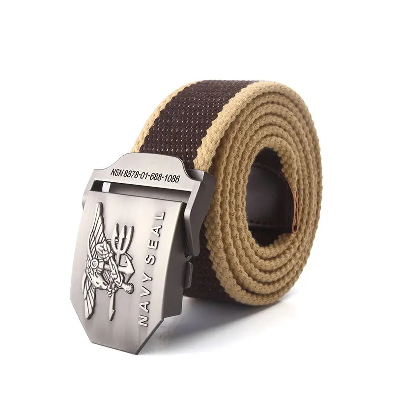 Men Army Military Canvas Belt Vintage NAVY SEAL Metal Buckle Luxury Jeans Belt Army Tactical Belts for Women Strap Male