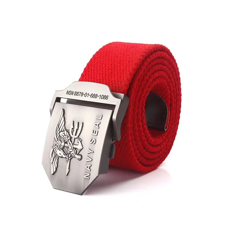 Men Army Military Canvas Belt Vintage NAVY SEAL Metal Buckle Luxury Jeans Belt Army Tactical Belts for Women Strap Male