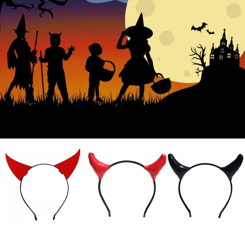 Unique Role Play Devil Hair Hoop Glitter Horn Headdress Halloween Headband
