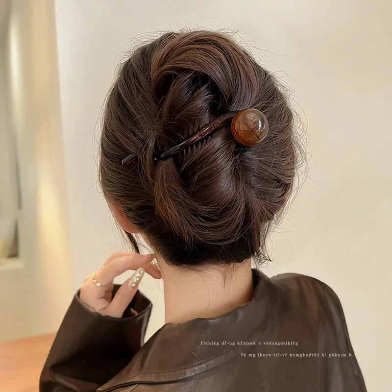 New Twist Hair Clip Plastic Acrylic Bead Imitation Pearl Hairpin Twisted Design Women Hairs Accessories Hair Clips Hair Bow