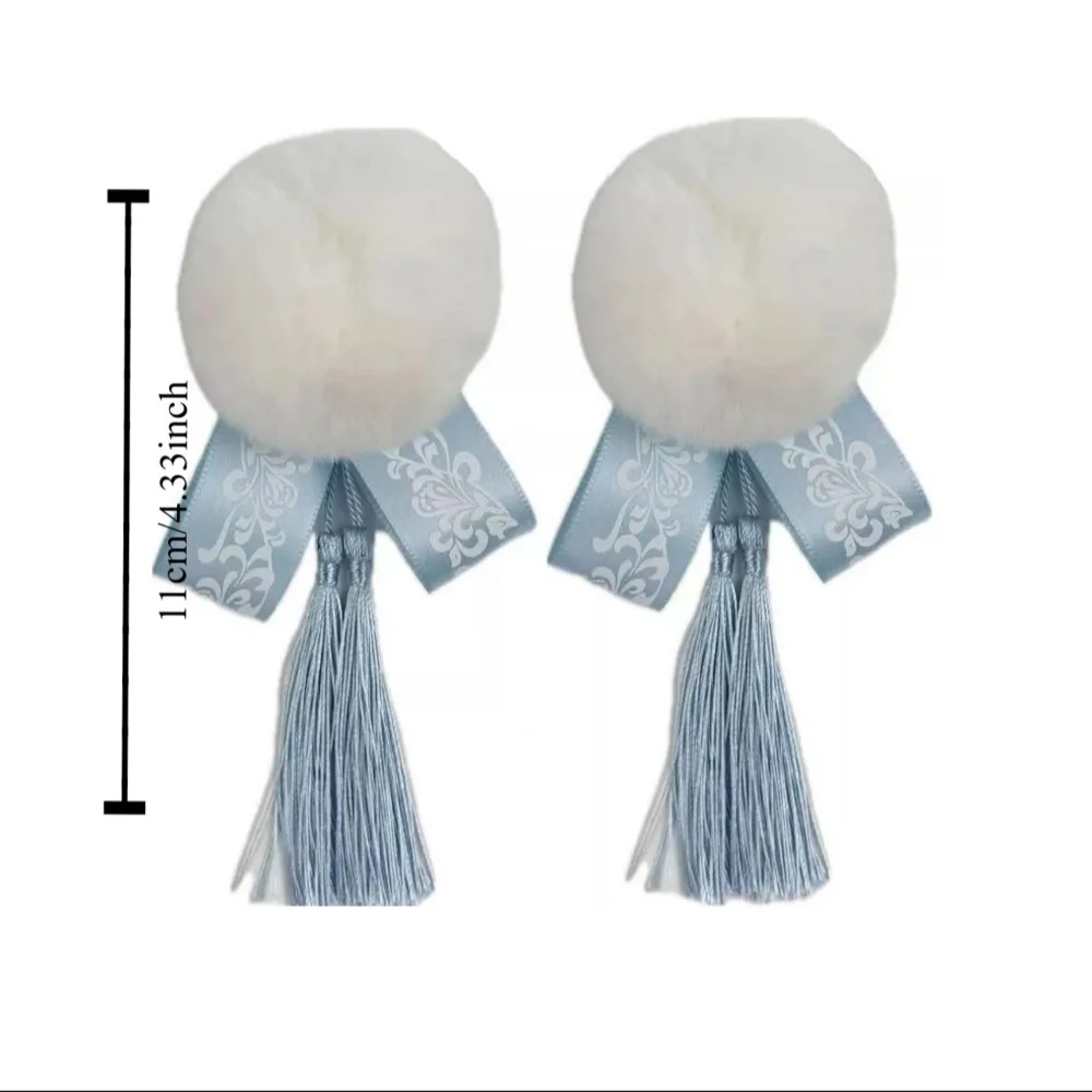 Cloth Chun-Li Hair Bun Clip Barrettes Duckbill Clip Chinese Style Hairpin Hair Accessories Tassel Bowknot Tassel Hair Clip Party