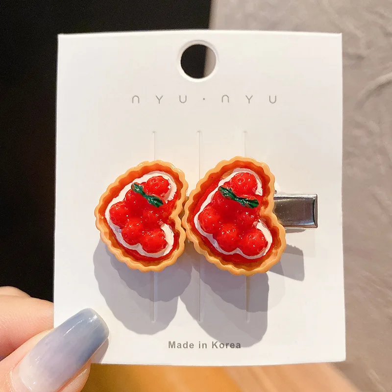 1/5pcs funny food hair clip for women; cute duck mouth clip; side bangs pizza hot dog bread popular hair pin