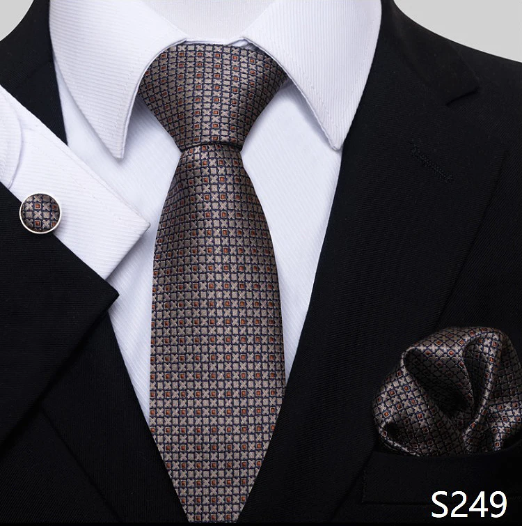 Fashion Brand Hot Sale Blue Plaid 8 cm Tie Pocket Squares Cufflink Set Necktie Men Wedding Accessories Fit Formal Party