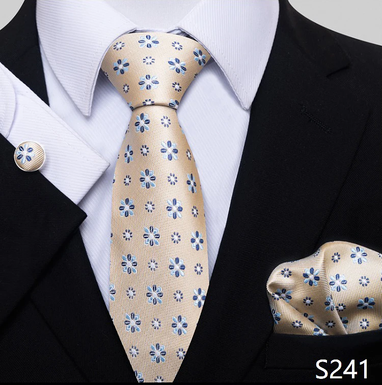 Fashion Brand Hot Sale Blue Plaid 8 cm Tie Pocket Squares Cufflink Set Necktie Men Wedding Accessories Fit Formal Party