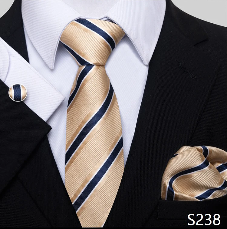 Fashion Brand Hot Sale Blue Plaid 8 cm Tie Pocket Squares Cufflink Set Necktie Men Wedding Accessories Fit Formal Party