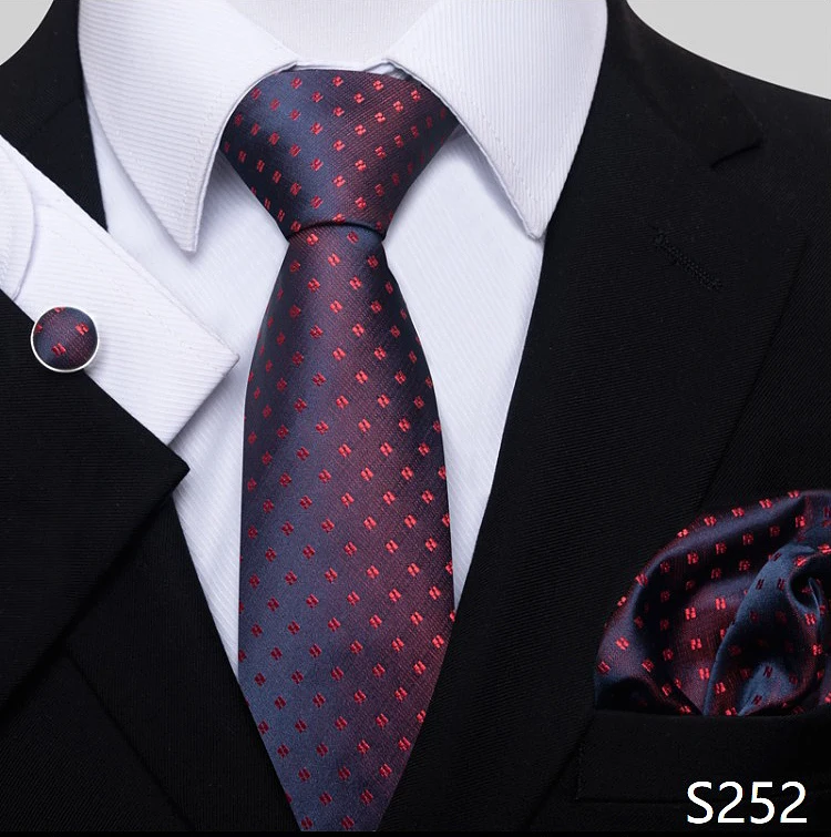 Fashion Brand Hot Sale Blue Plaid 8 cm Tie Pocket Squares Cufflink Set Necktie Men Wedding Accessories Fit Formal Party