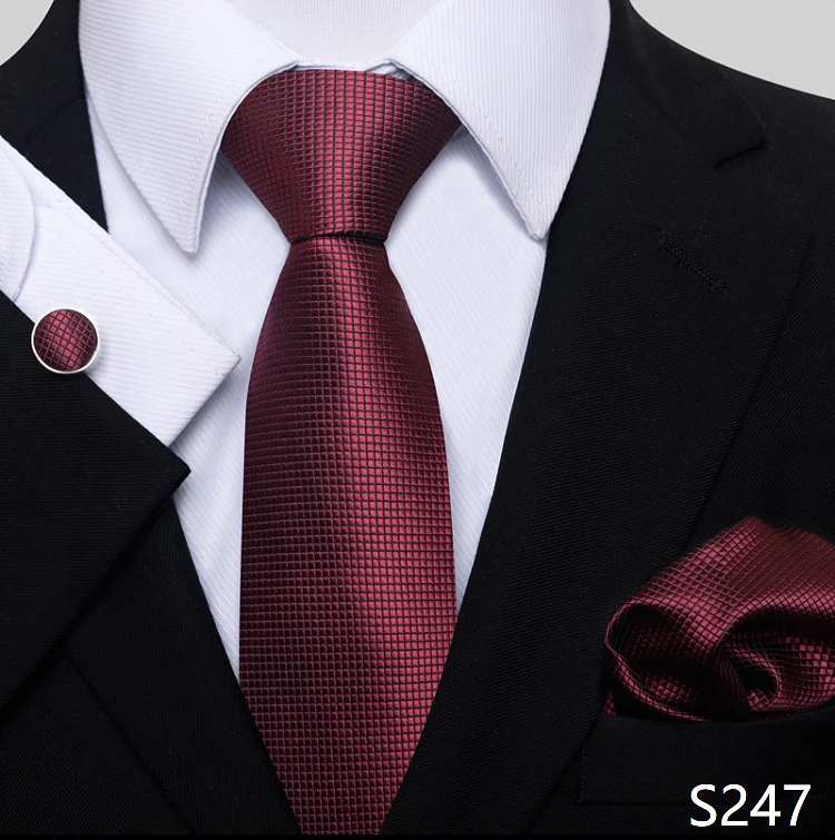Fashion Brand Hot Sale Blue Plaid 8 cm Tie Pocket Squares Cufflink Set Necktie Men Wedding Accessories Fit Formal Party