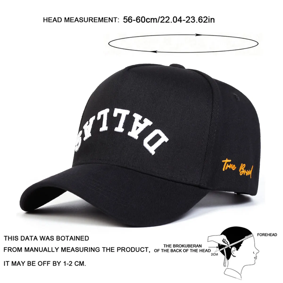 Unisex DALLAS Letter Embroidery Baseball Caps Spring and Autumn Outdoor Adjustable Casual Hats Hip Hop Hat Sunscreen Hat