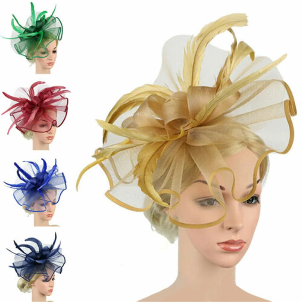 Women's Big Flower Fascinator Church Kentucky Derby Hat Royal Ascot Race Accessories Headbands Fascinator Bridal Tea Party