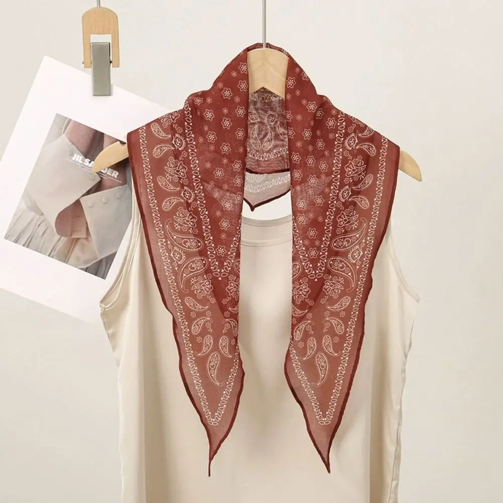 New Fashion Cashew Nut Silk Scarf Thin Bib Sunscreen Neckerchief Decoration High End Neck Clavicle Protection Spring Autumn