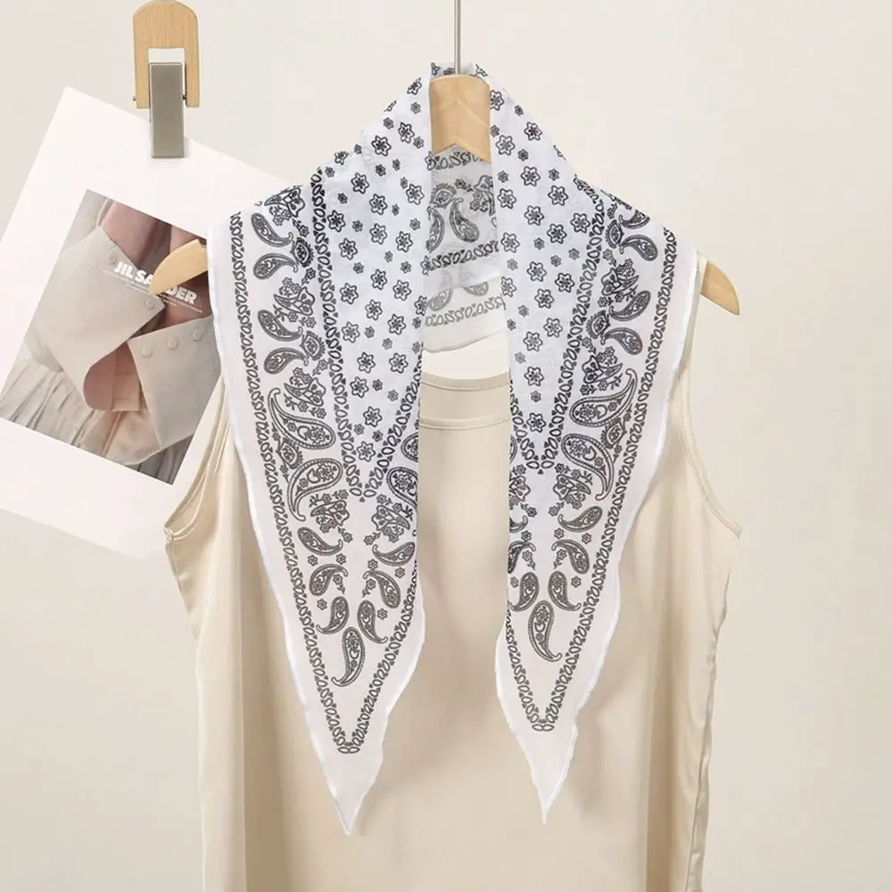 New Fashion Cashew Nut Silk Scarf Thin Bib Sunscreen Neckerchief Decoration High End Neck Clavicle Protection Spring Autumn