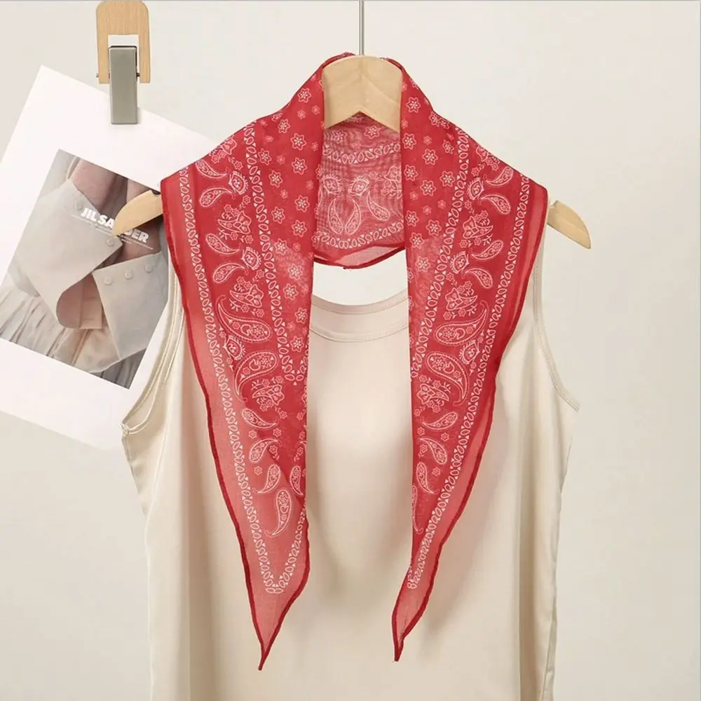 New Fashion Cashew Nut Silk Scarf Thin Bib Sunscreen Neckerchief Decoration High End Neck Clavicle Protection Spring Autumn