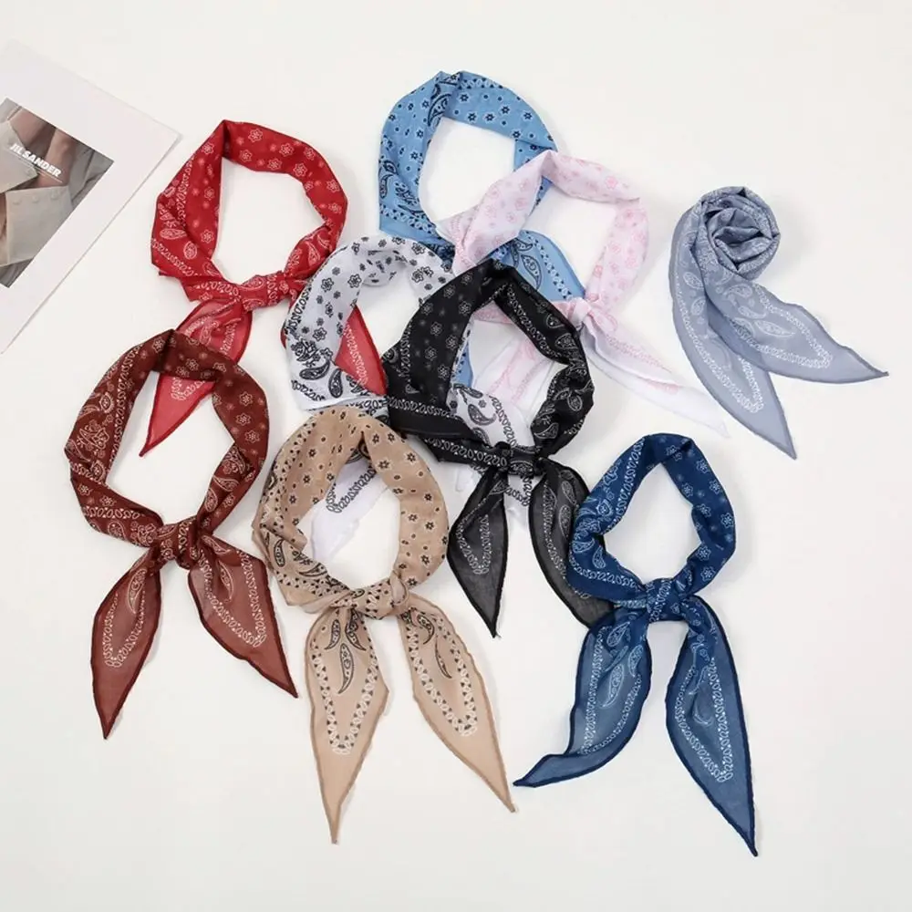 New Fashion Cashew Nut Silk Scarf Thin Bib Sunscreen Neckerchief Decoration High End Neck Clavicle Protection Spring Autumn