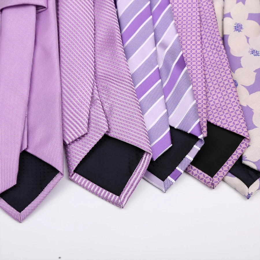 Luxury 8CM Mens Necktie Purple Color Stripes Floral Plaid Solid Dot Ties For Man Groom Neck Tie For Business Wedding Party