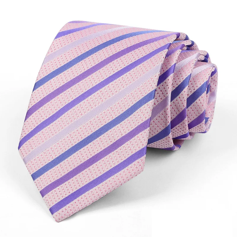 Luxury 8CM Mens Necktie Purple Color Stripes Floral Plaid Solid Dot Ties For Man Groom Neck Tie For Business Wedding Party