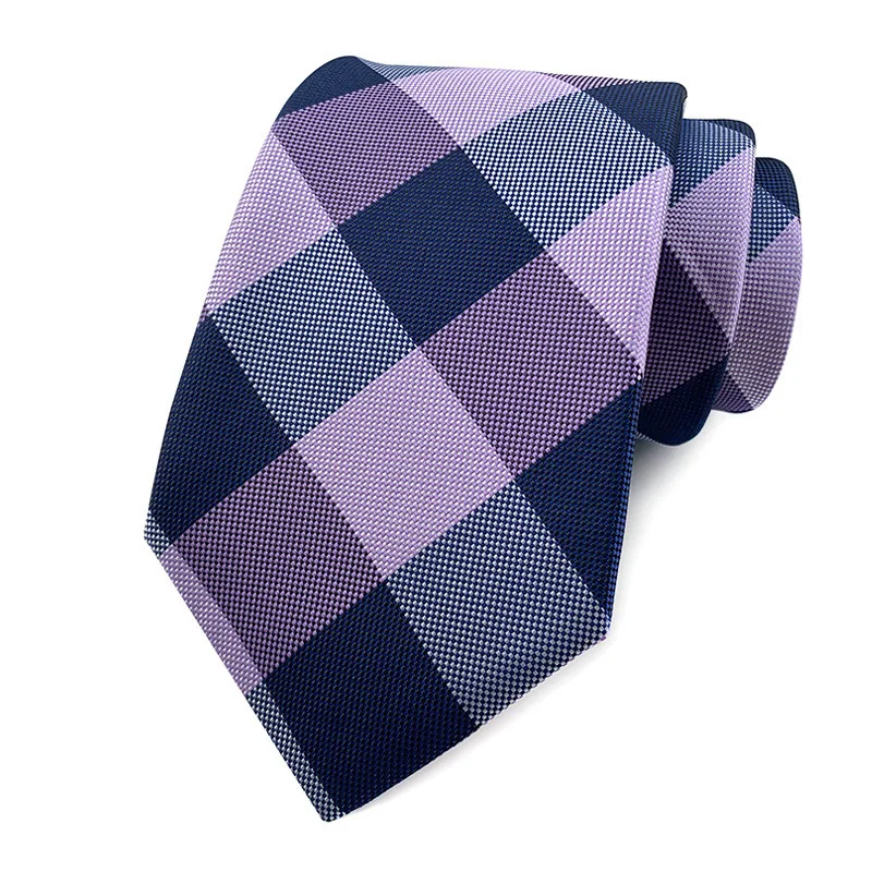 Luxury 8CM Mens Necktie Purple Color Stripes Floral Plaid Solid Dot Ties For Man Groom Neck Tie For Business Wedding Party