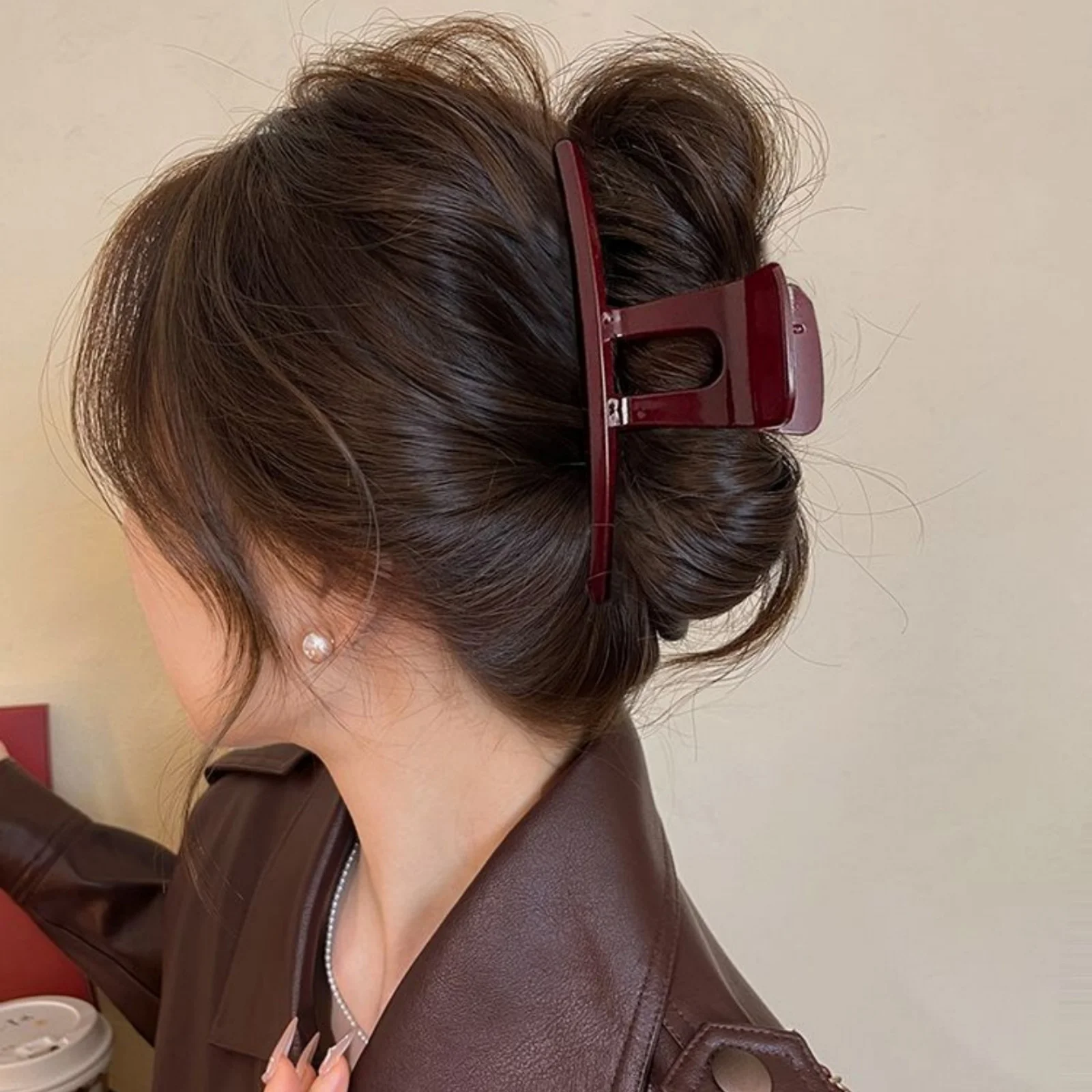 1PC Ancora Red Grab Clip Premium Sense New Clip Headdress Hair Clip Female Back of Head Large Shark Clip Hair Accessories