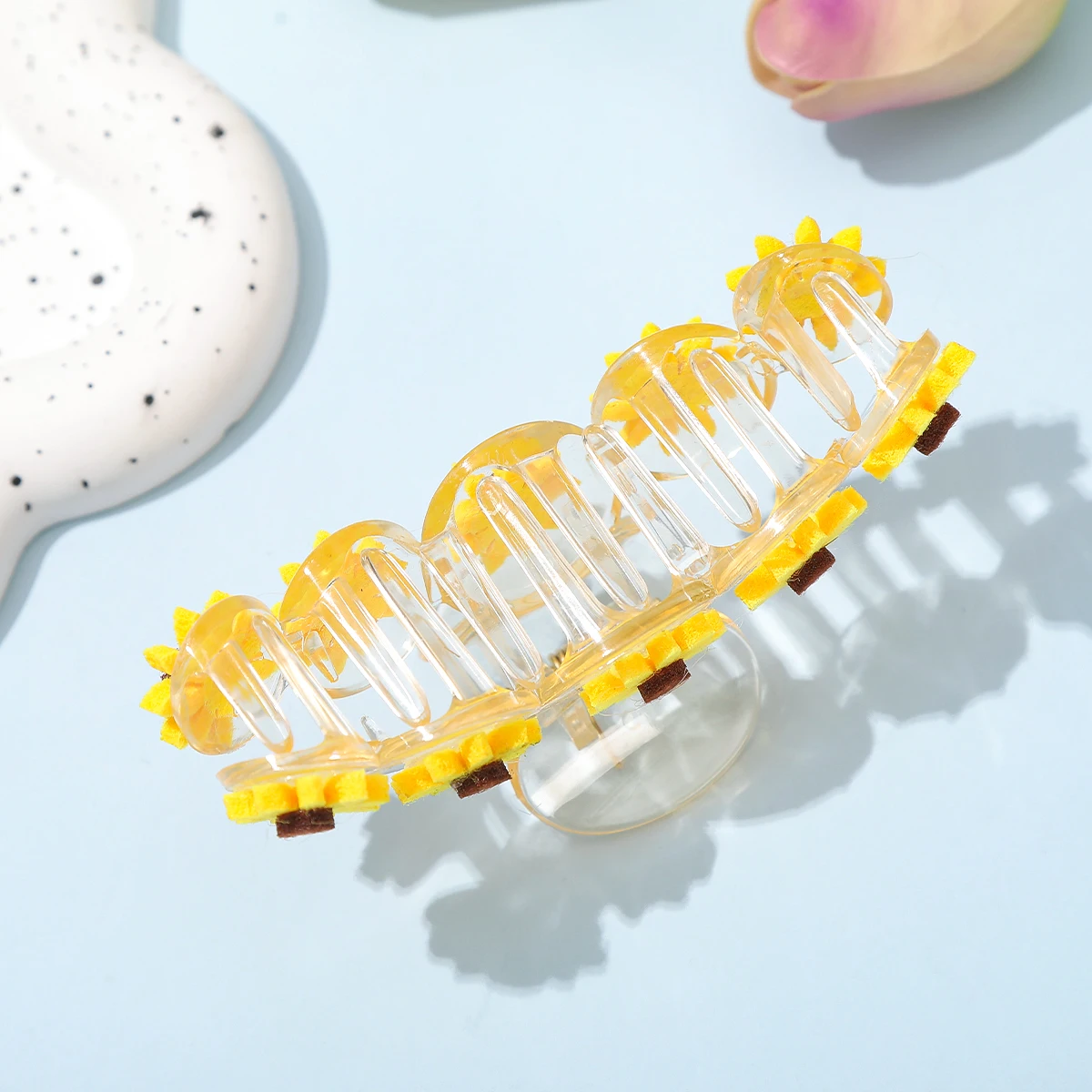 AWAYTR New Sunflower Hair Claw Clips for Women Sweet Large Shark Clip Hair Claw Crab Clamp Barrettes Hair Accessories