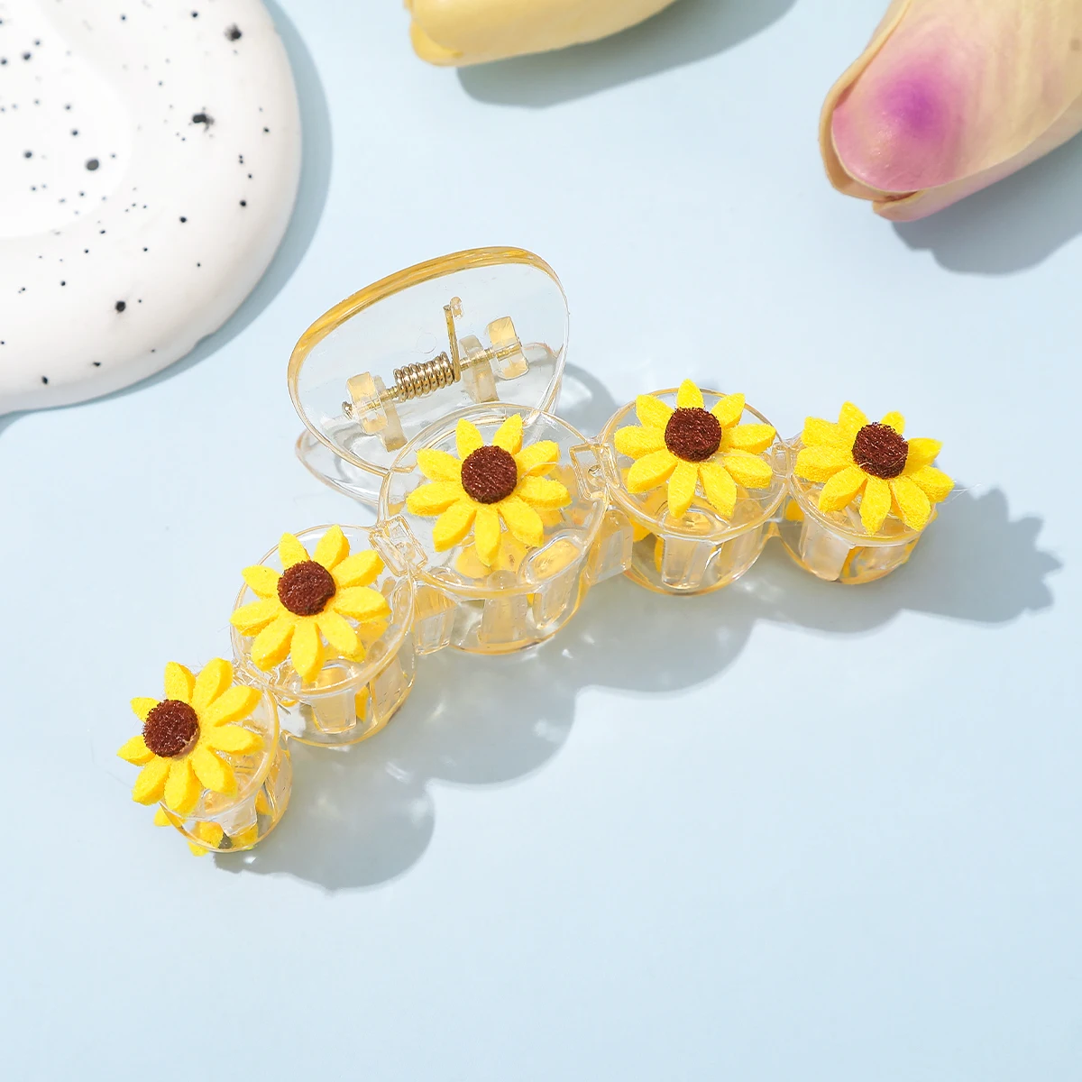 AWAYTR New Sunflower Hair Claw Clips for Women Sweet Large Shark Clip Hair Claw Crab Clamp Barrettes Hair Accessories