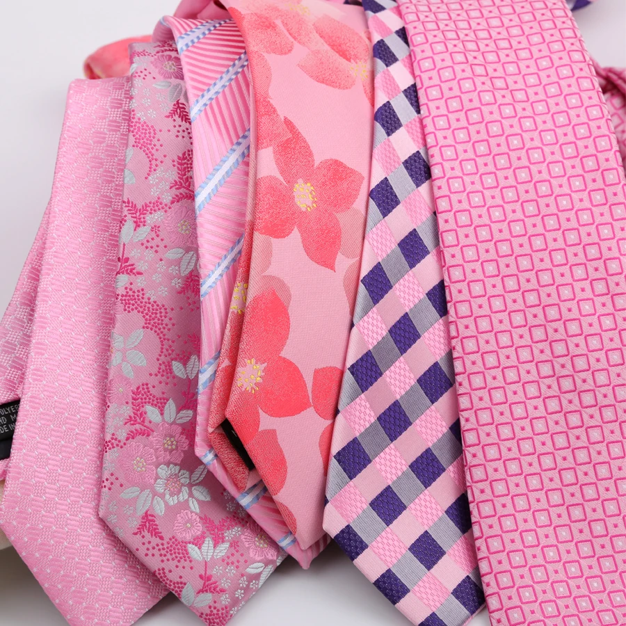 50 Colors Luxury 8CM Mens Necktie Pink Color Stripes Floral Plaid Solid Ties For Man Groom Neck Tie For Business Wedding Party