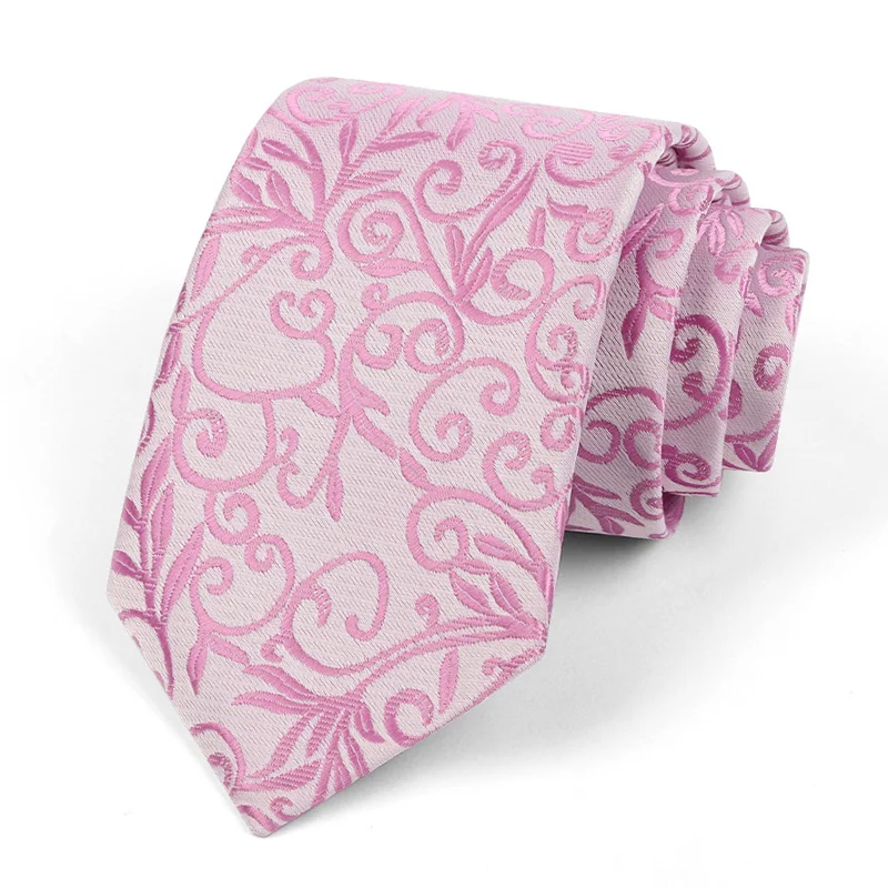 50 Colors Luxury 8CM Mens Necktie Pink Color Stripes Floral Plaid Solid Ties For Man Groom Neck Tie For Business Wedding Party