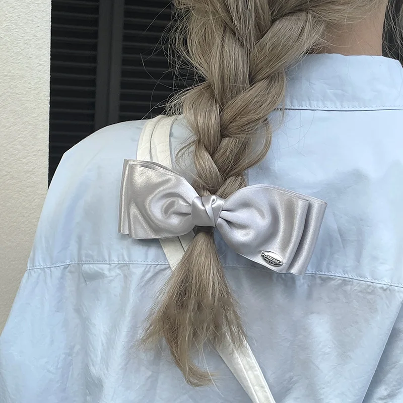 Women's Hair Clip Sweet Style French Double Bow Spring Clip Sweet Hair Stereo Clip Kawaii Hair Accessories Bow Clip Hair Band