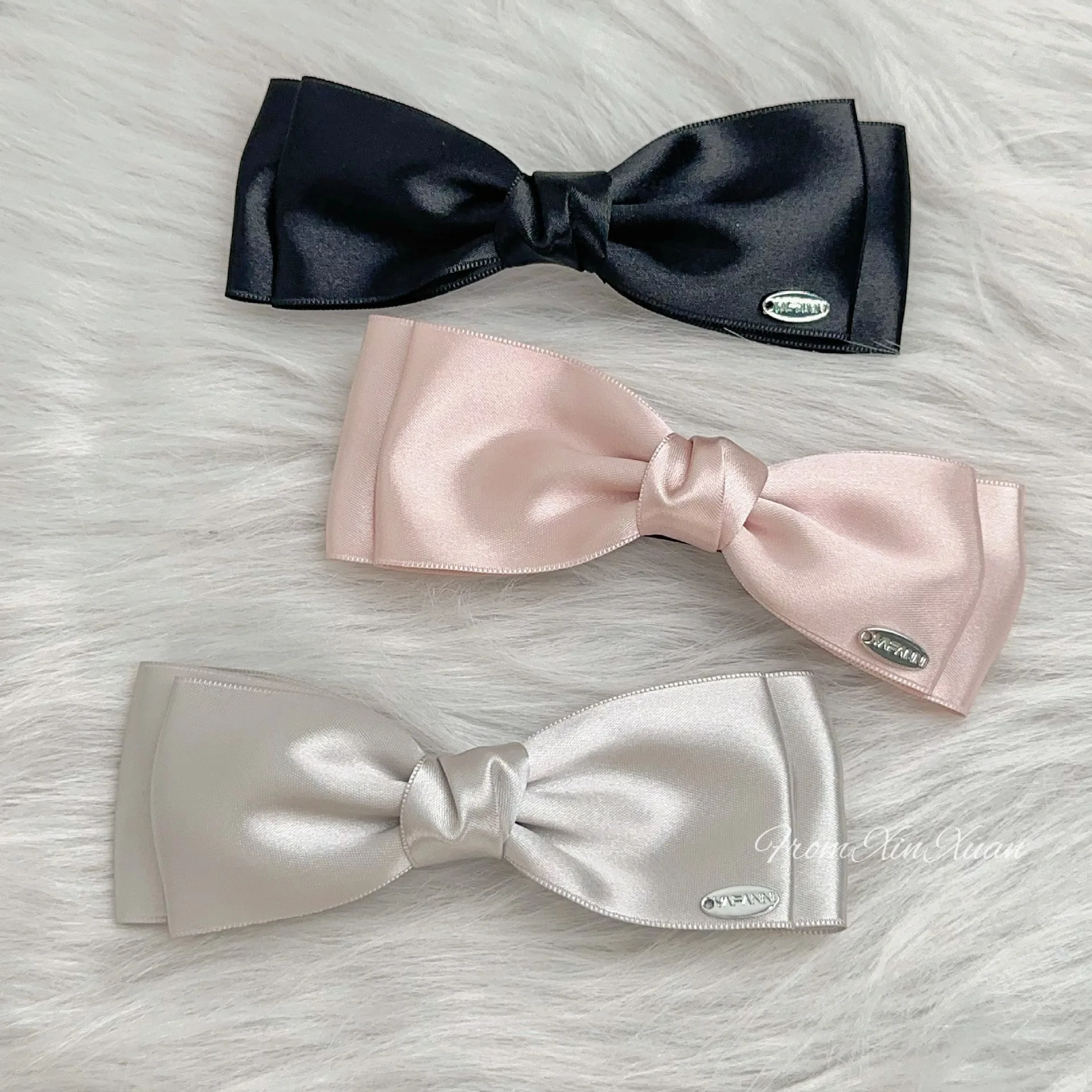 Women's Hair Clip Sweet Style French Double Bow Spring Clip Sweet Hair Stereo Clip Kawaii Hair Accessories Bow Clip Hair Band