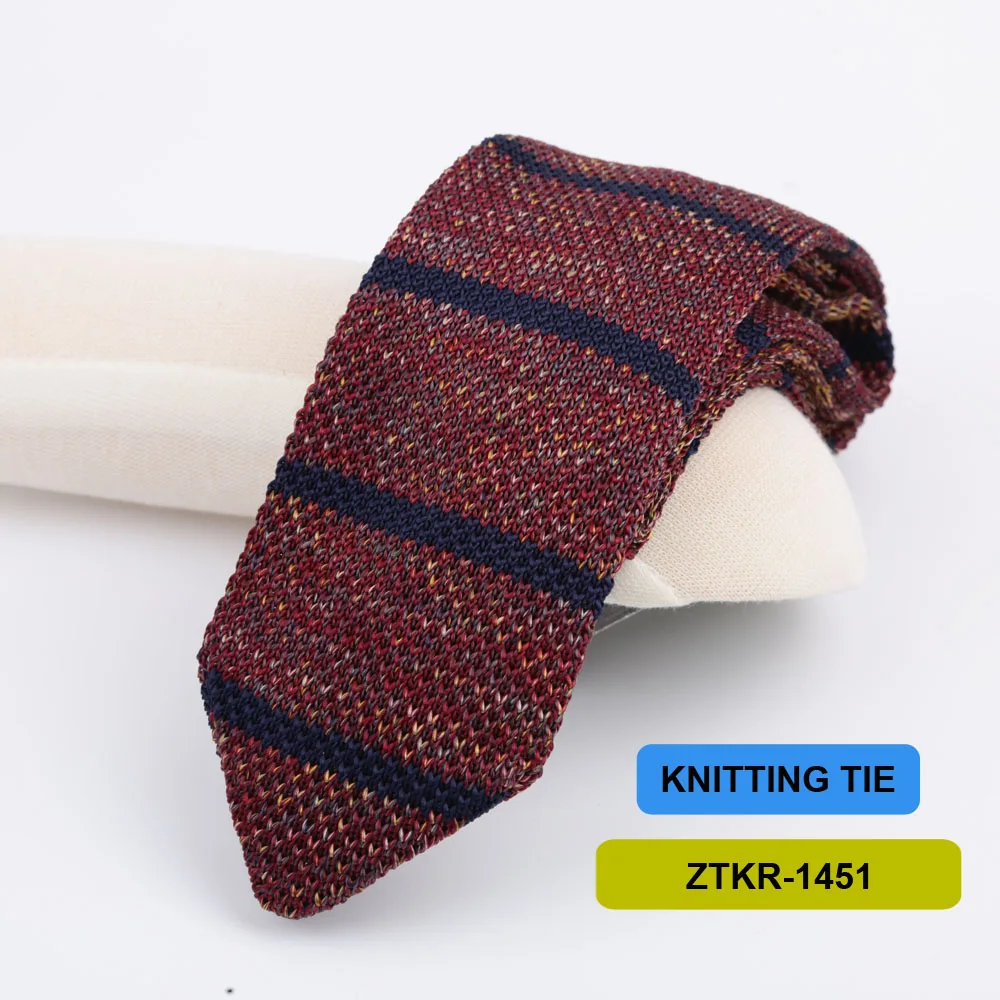 7cm Knitted Ties For Men Slim Fashion Neckties Striped Solid Plain Black Red Knit Tie Men Wedding Daily Casual Neck Cravatas