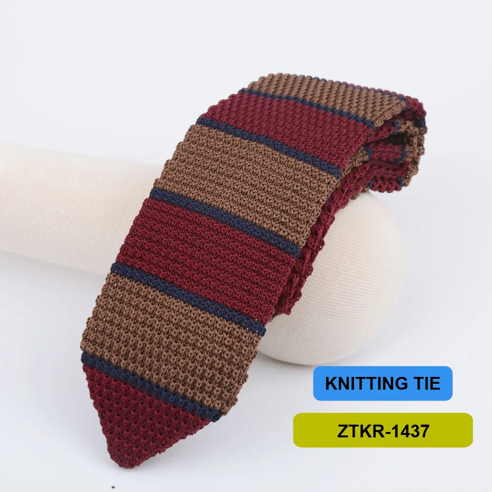 7cm Knitted Ties For Men Slim Fashion Neckties Striped Solid Plain Black Red Knit Tie Men Wedding Daily Casual Neck Cravatas