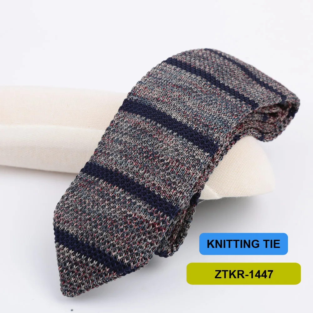7cm Knitted Ties For Men Slim Fashion Neckties Striped Solid Plain Black Red Knit Tie Men Wedding Daily Casual Neck Cravatas