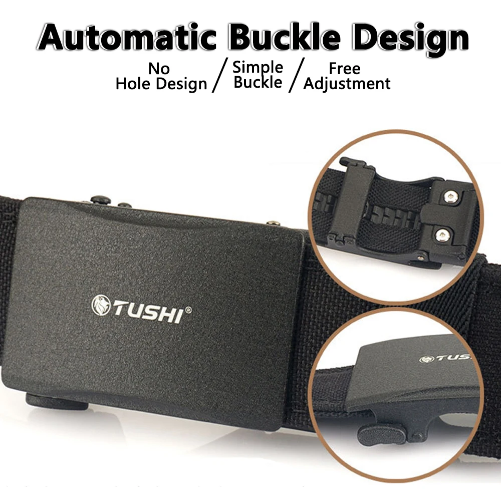TUSHI New Military Belt for Men Sturdy Nylon Metal Automatic Buckle Police Duty Belt Tactical Outdoor Girdle IPSC Accessories