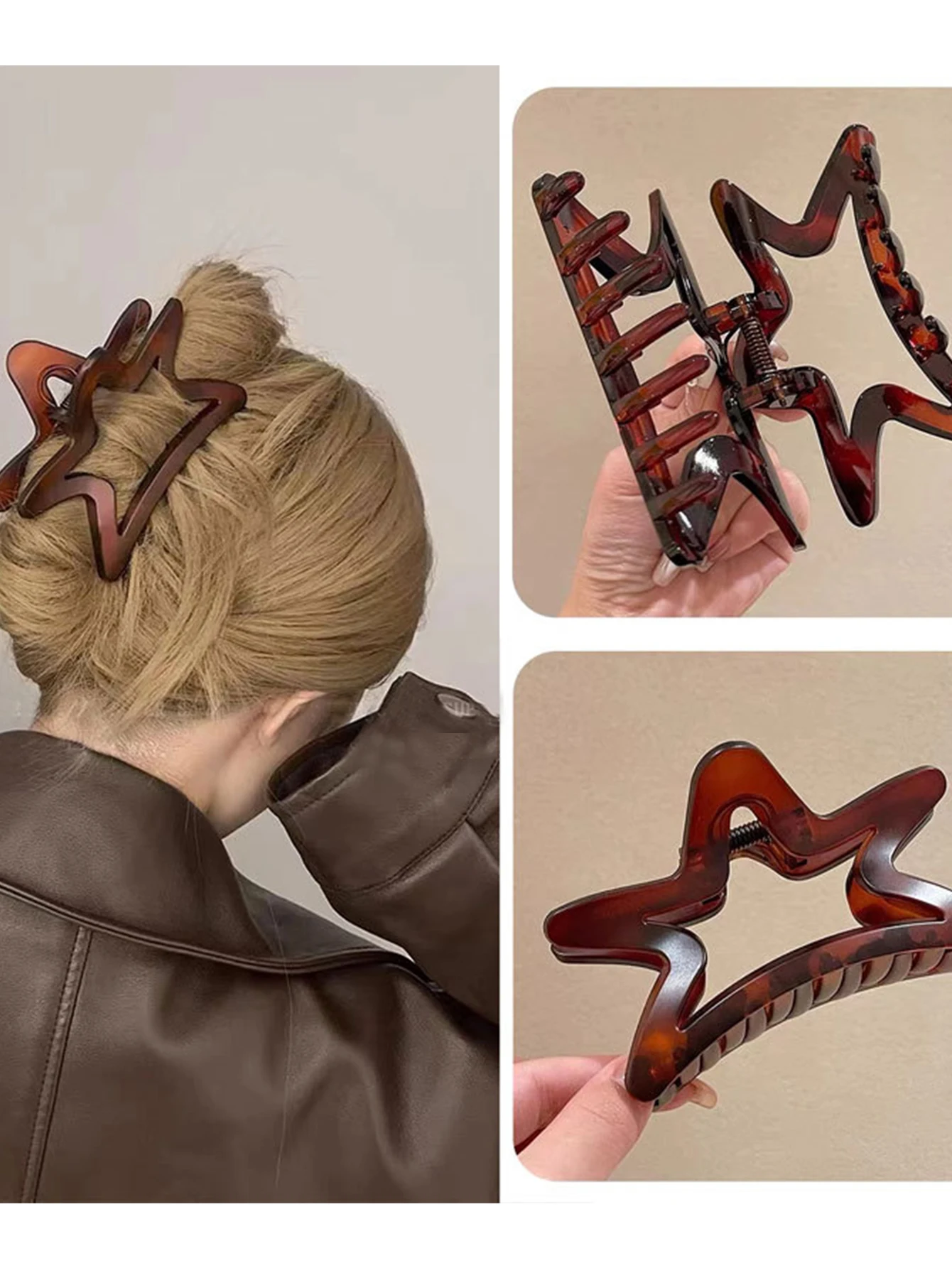 1/2 Pcs Fashion Geometric Hollow Pentagonal Star Hair Claws For Women Girls Party Hair Accessories