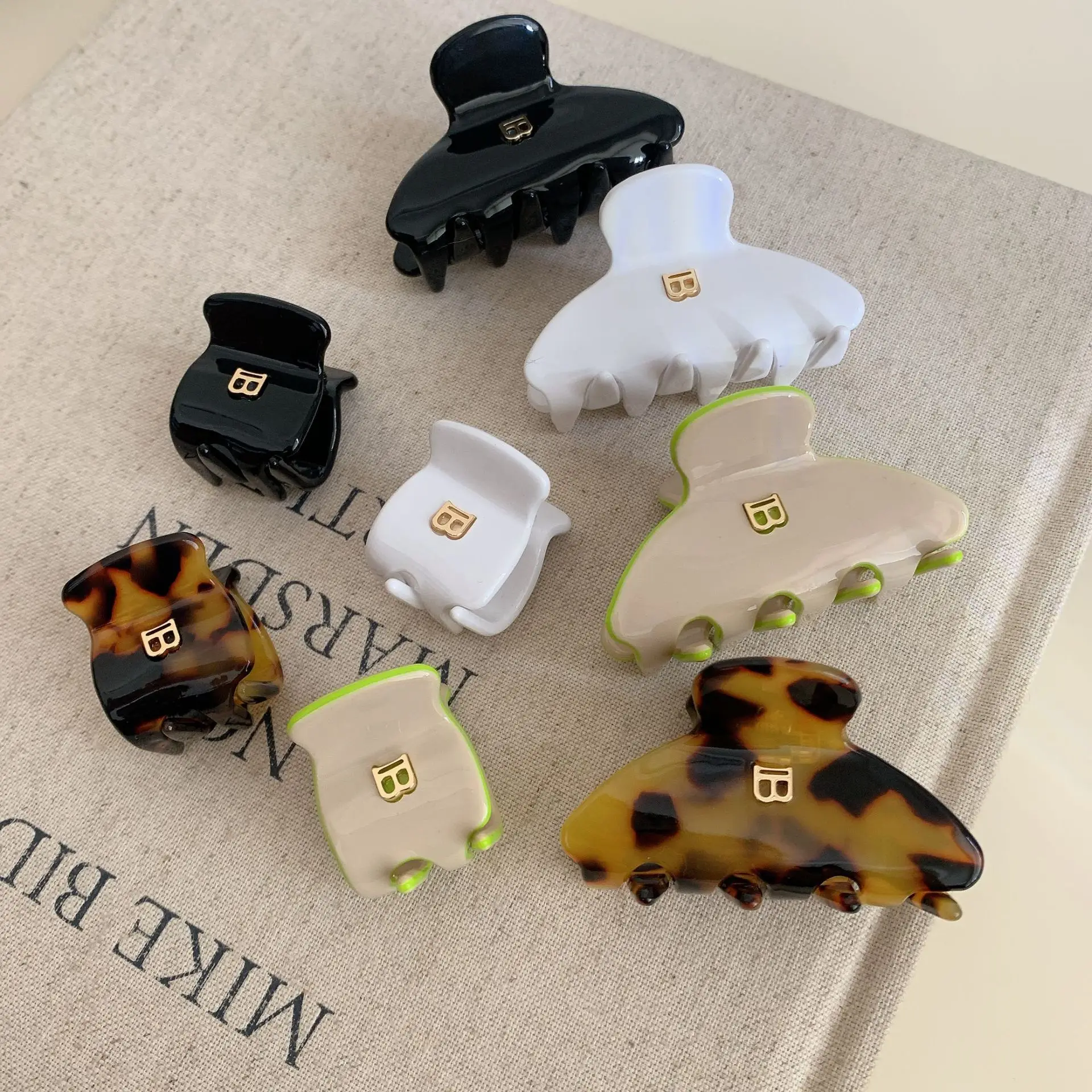 Korean Style of letter B Hairclaw for Women Acetic Acid Arc Grab Clip Girl High Ponytail Premium Hair Accessories Crab Hairpin