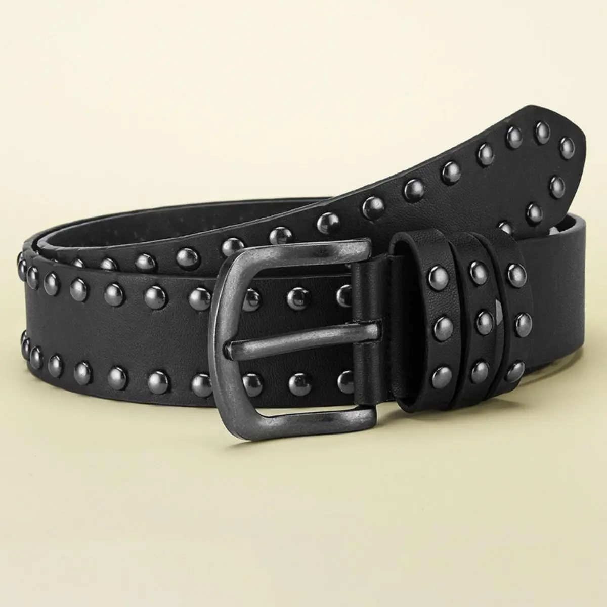 Men's Belt Retro Made Old Alloy Needle Buckle Belt Circular Rivet Women's Belt Punk Hip Hop Rock Style Jeans Belt Cheap Belt