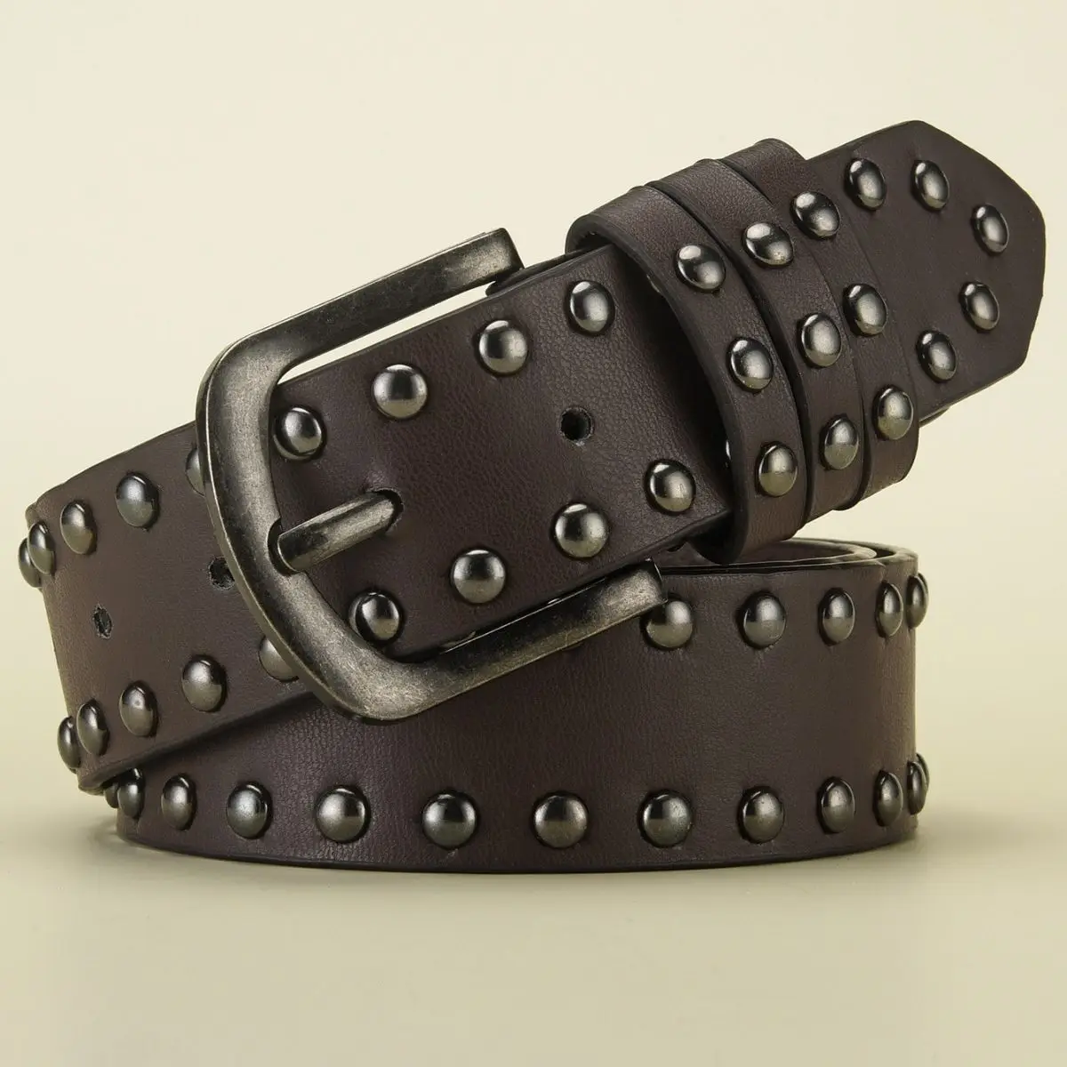 Men's Belt Retro Made Old Alloy Needle Buckle Belt Circular Rivet Women's Belt Punk Hip Hop Rock Style Jeans Belt Cheap Belt