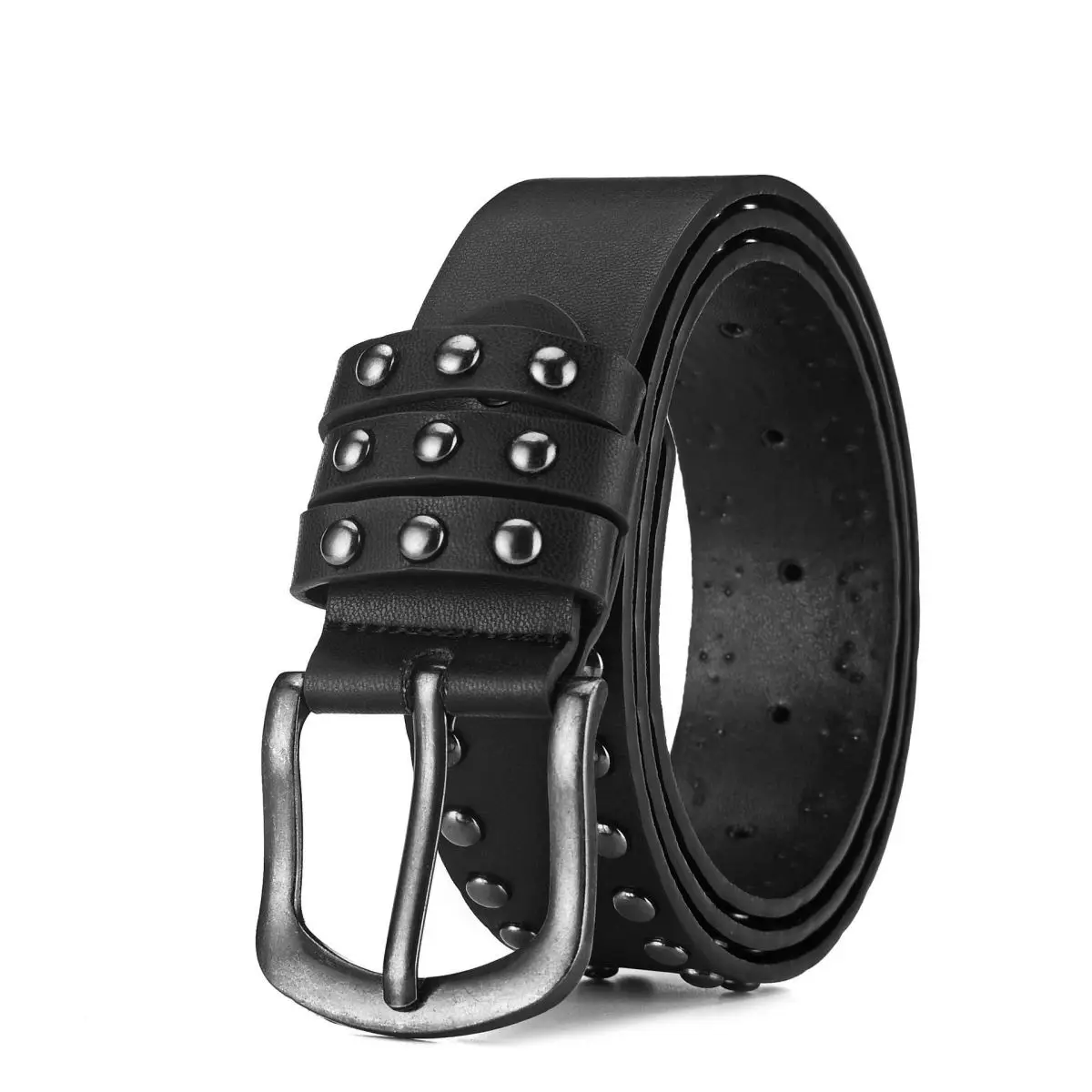 Men's Belt Retro Made Old Alloy Needle Buckle Belt Circular Rivet Women's Belt Punk Hip Hop Rock Style Jeans Belt Cheap Belt