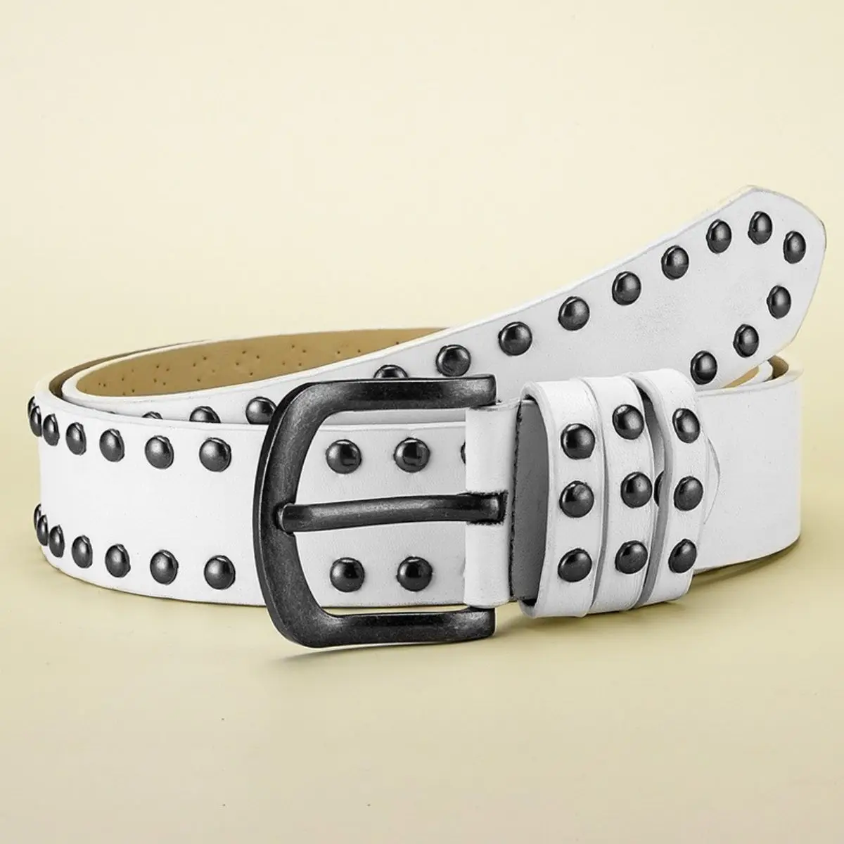 Men's Belt Retro Made Old Alloy Needle Buckle Belt Circular Rivet Women's Belt Punk Hip Hop Rock Style Jeans Belt Cheap Belt