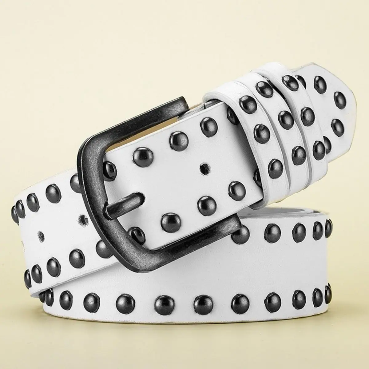 Men's Belt Retro Made Old Alloy Needle Buckle Belt Circular Rivet Women's Belt Punk Hip Hop Rock Style Jeans Belt Cheap Belt