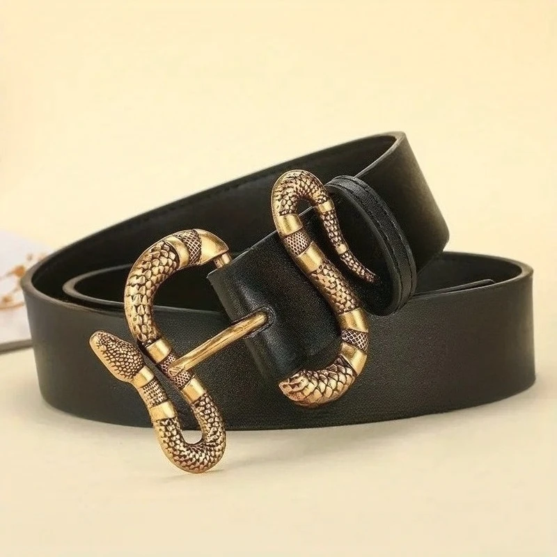 Celebrity Snake Buckle Women's Belt for Simple Pants and Dress