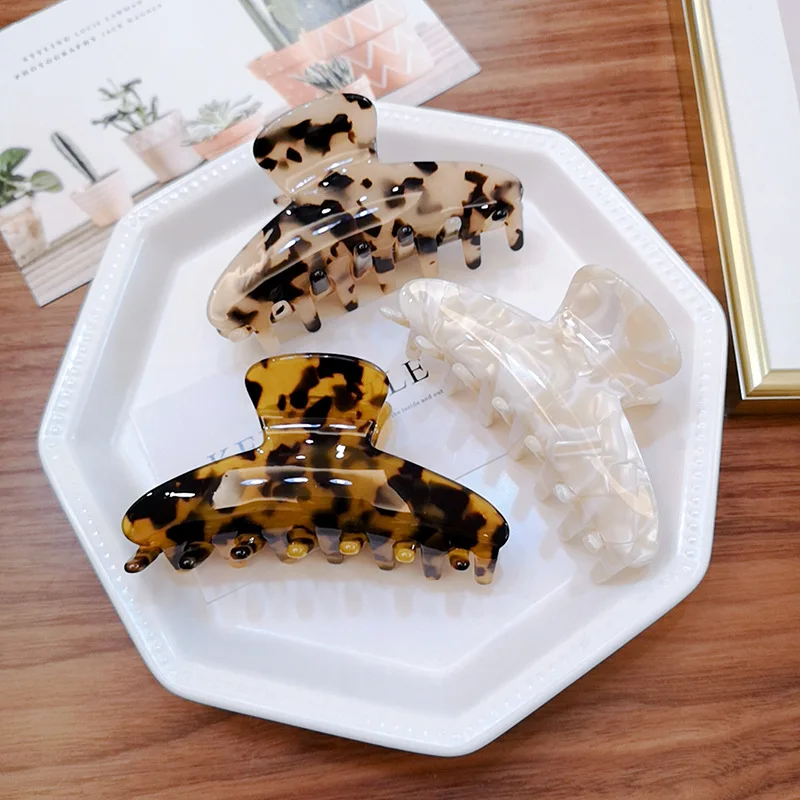 Vintage Acetate Leopard Print Acrylic Hairpins Hair Clip Crab Hair Claws For Women Girl Hair Accessories Headdress Party Gifts