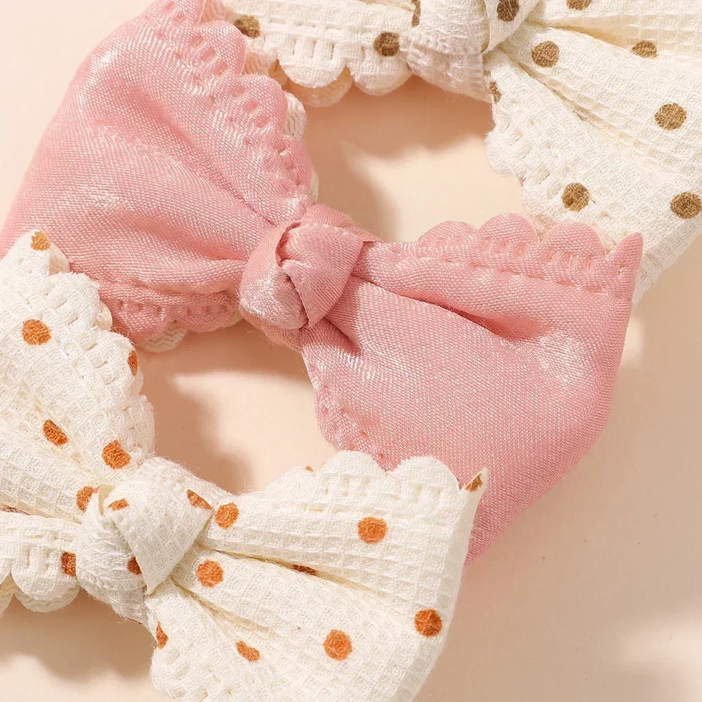 2/6pcs Sweet Flower Print Hair Bow Clips for Baby Girls Lace Side Pastoral Cotton Hairpin Barrettes Headwear Hair Accessories